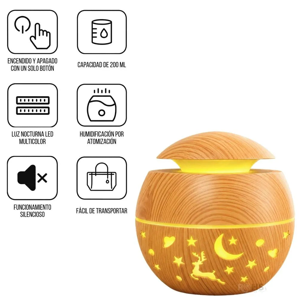 Humidificador y Difusor de Aroma Luna Hueca