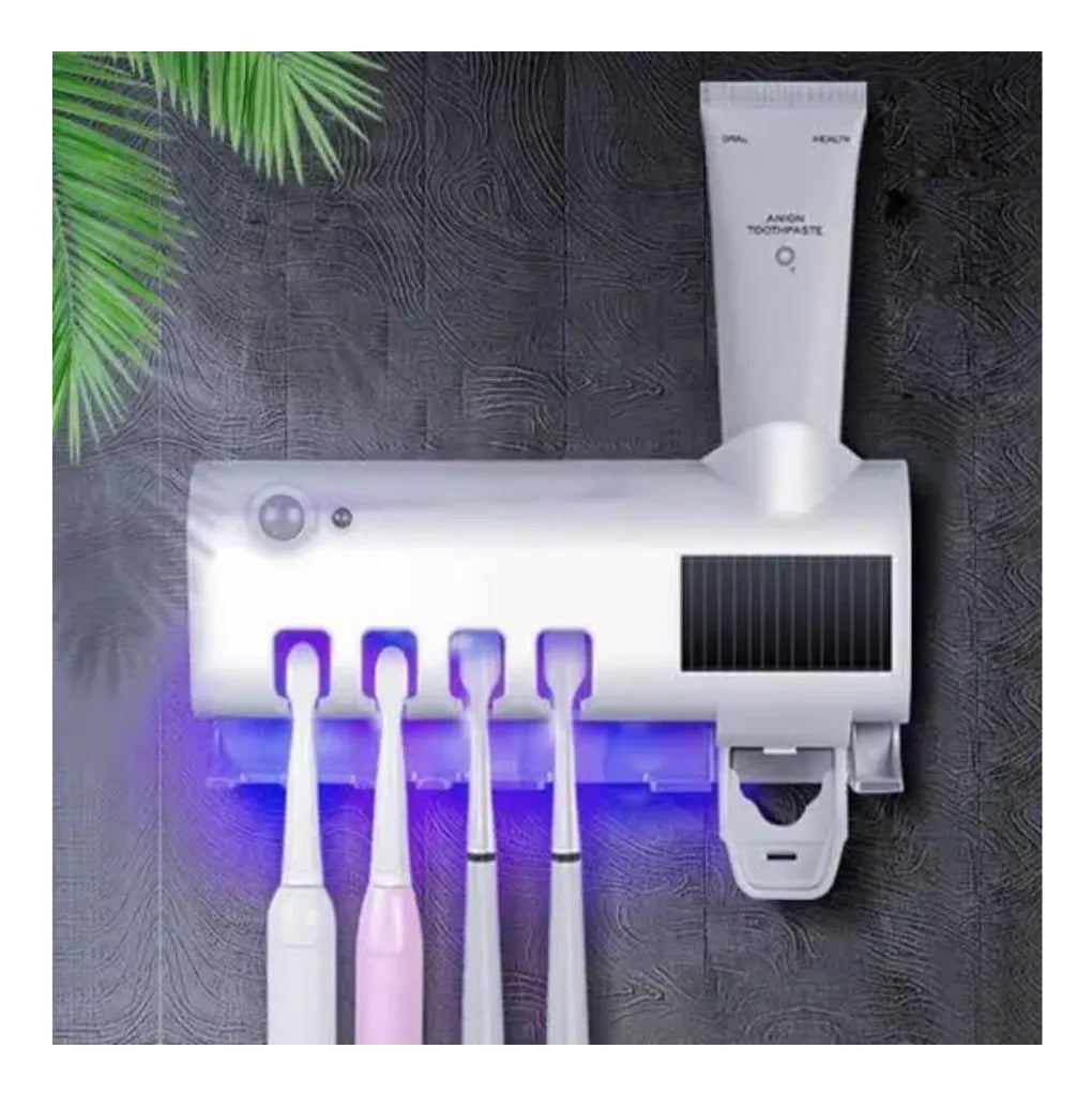 Dispensador de Pasta Dental con Esterilizador UV y Porta Cepillos