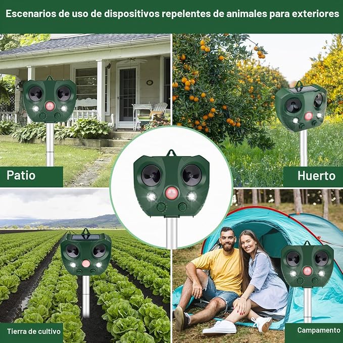 Ahuyentador de animales Solar Ultrasónico con Sensor de Movimiento