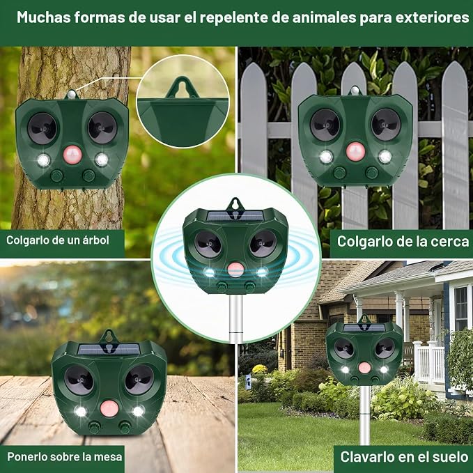 Ahuyentador de animales Solar Ultrasónico con Sensor de Movimiento