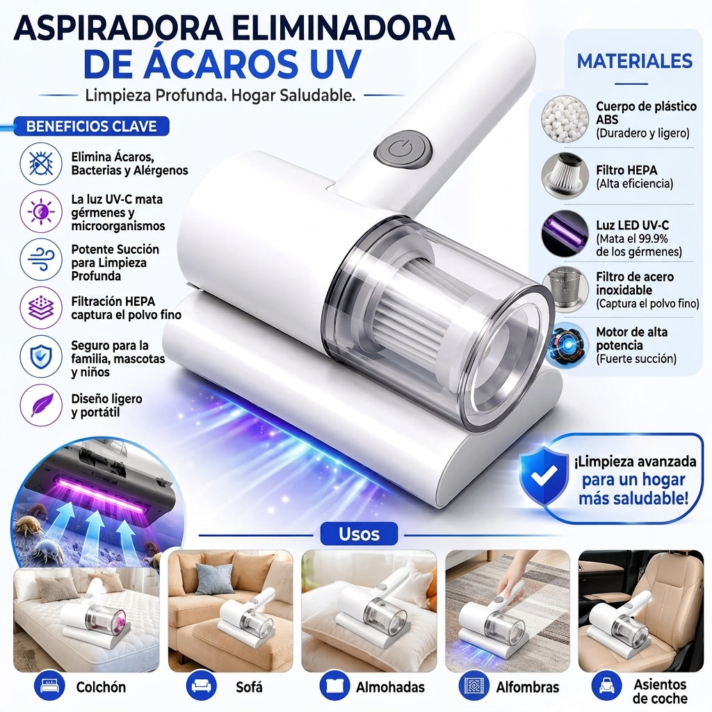 Aspiradora de Ácaros Recargable